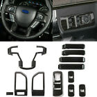 11pcs Inner Steering wheel&Door Handle Cover Trim For Ford F150 Black Wood Grain