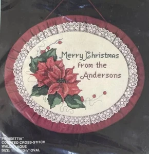 Vntg Bucilla 82464 Christmas Heirloom Poinsettia Count Cross Stitch Kit  New USA - Picture 1 of 3