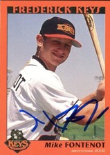 2002 Frederick Keys MIKE FONTENOT Signed Card autograph AUTO ORIOLES GIANTS