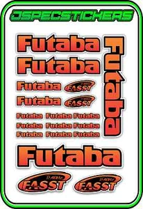 FUTABA RC STICKERS A5 SHEET R/C PLANE CAR BUGGY HELI REMOTE CONTROL RED ORANGE B - Picture 1 of 8