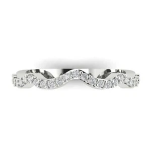 14K White Gold Wedding Ring Band - 0.23 ctw Round Cut Simulated Diamond - Picture 1 of 5