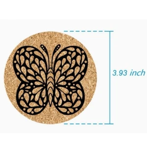 Butterfly Coasters Laser Engraved Cork Home Decor Barware Kitchen Gift Handmade - Picture 1 of 1