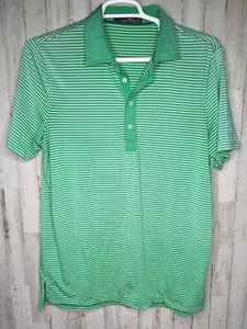 Ralph Lauren RLX Polo Shirt Mens Large Green Striped Short Sleeve Logo Golf - Picture 1 of 10