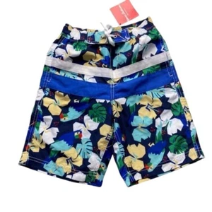 Hanna Andersson New Tropical Parrot Print Boys Swim Trunks Size 6-7 Years - Picture 1 of 5