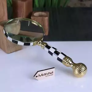Jaintia Antique Magnifying Glass Black And White Design Brass Handle Map - Picture 1 of 4