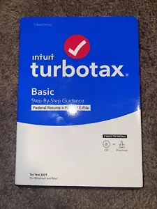 Intuit TurboTax Basic Step by Step Federal Returns +E-File Tax Year 2021 NEW - Picture 1 of 3