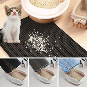 Cat Litter Mat Boxes Trapper Double-Layer Waterproof Urine Proof Clean Pet Pad #