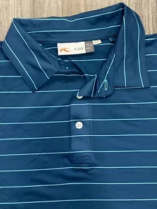 KJUS Polo Shirt Mens Blue Striped Performance Golf Stretch Size Large 52 - Picture 1 of 5