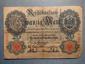 Billete antiguo Reichsbank billete veinte 20 marcos Berlín 19 de febrero de 1914 P4486833 - Imagen 1 de 2