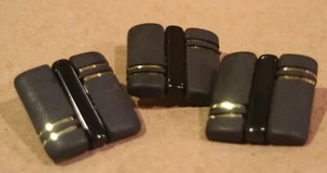 Black Retro Buttons - Sew on Shank Buttons Square Set of 3 - Picture 1 of 8