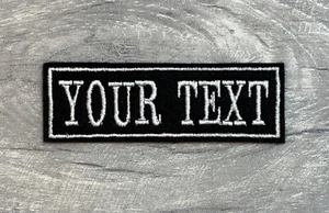 SMALL 1 LINE NAME PERSONALISED BIKER TRIKER SCOOTER NAME EMBROIDERED FELT PATCH - Foto 1 di 1
