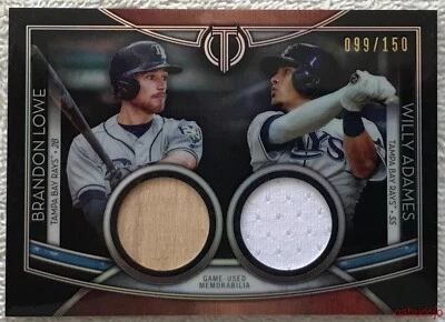 2020 Topps Tribute BRANDON LOWE / WILLY ADAMES #DR-LA Dual Relic 099/150 Rays - Image 1 of 2