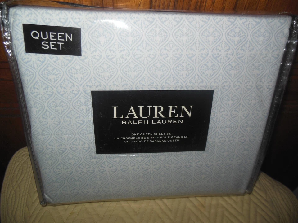 RALPH LAUREN - JUEGO DE SÁBANAS GEOMÉTRICAS MEDALLÓN AZUL REINA Foto 1 de 1