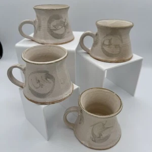 VTG Studio Art Pottery Hand Thrown Stoneware Coffee Mug Signed MYERS 76 SET OF 4 - Picture 1 of 19