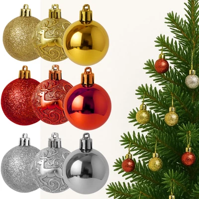 18 Palline di Natale 4cm - Rosse,Oro,Argento|Decorazioni Natalizie per Albero - Immagine 1 di 4
