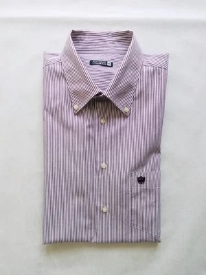 Camicia uomo classic fit XXL colletto button down righe 100% cotone bianco lilla - Immagine 1 di 4