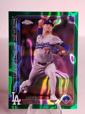 2025 Topps Chrome River Ryan Rookie Green Lava /99 Los Angeles Dodgers RC - Image 1 of 3