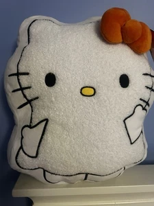 Hello Kitty Sanrio Halloween White Ghost Orange Bow Pillow NWT - Picture 1 of 3