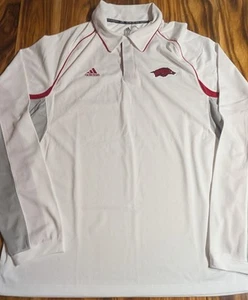 Arkansas Razorbacks Adidas Climacool White Long Sleeve NCAA Mens XL EUC - Picture 1 of 10