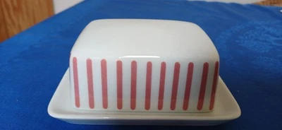 MELITTA ZÜRICH JUPP ERNST Streifen ROT KLEINE Butterdose TOP Butterglocke - Bild 1 von 4