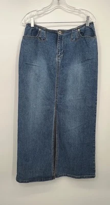 Maxi Falda Denim Lápiz LA Blues Vintage Talla 10 Abertura Y2k Años 90 Grunge Boho Elástica Foto 1 de 4