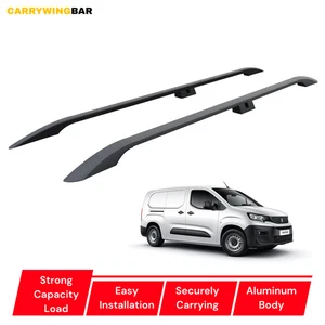 Barras laterales portaequipajes de techo de aluminio negro para Peugeot Partner L2/LWB 2019-25 - Imagen 1 de 12
