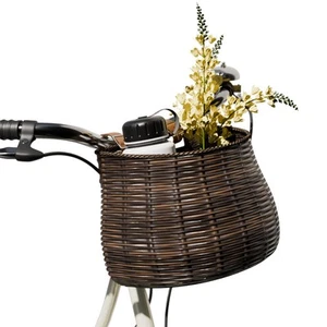 Durable Outdoor Bike Basket for Front of Bicycle, Woven Resin with Two-Tone B... - Picture 1 of 7