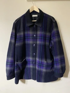 Coldwater Creek Blackwatch Plaid Tartan Jacket Blue Purple Wool Blend Xl - 1X - Picture 1 of 7