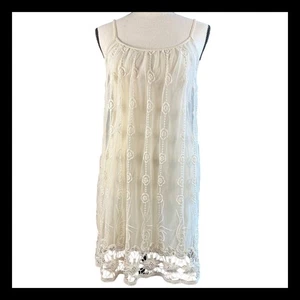 Charming Charlie Ivory Lace Overlay Dress Sleeveless Boho Small S - Picture 1 of 9