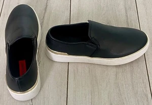 Fabulous London Rebel Black Flat Shoes with Gold Trim Size 4 (EU37) - Picture 1 of 5