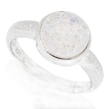 925 Sterling Silver 9mm Platinum Drusy Ring For Women's Git For Her US7