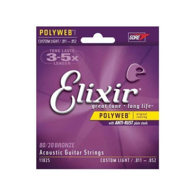 Elixir 80/20 Bronze .011-.052 Acoustic Guitar Strings