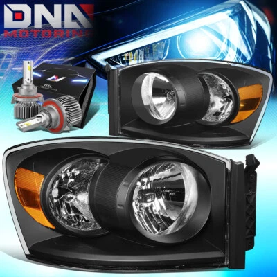 PARA CAMIÓN RAM 1500 2500 3500 2006-2009 FARO LÁMPARA CON KIT LED ESTILO DELGADO NEGRO Foto 1 de 4