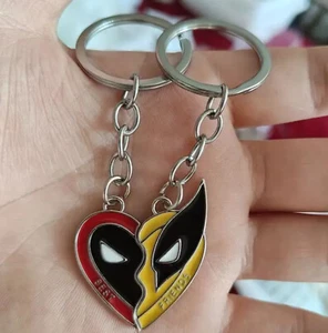 Deadpool & Wolverine WW3 Best Friends Friendship KEYCHAIN Pendant Split Heart - Picture 1 of 1