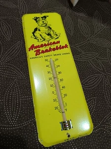 Vintage Thermometer American Brakeblok Tin merchandise advertising No Porcelain - Picture 1 of 9