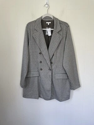 Maurices NEW Long Length Double Breasted Peacoat ~ Houndstooth ~ Size 0X - Image 1 of 4
