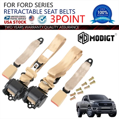 Kit Cinturón Seguridad 3 Puntos Retráctil y Ajustable Beige Repuesto Ford Taurus Foto 1 de 4