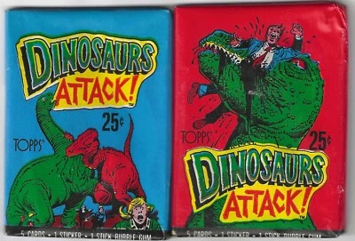 1988 Topps Dinosaurs Attack ! WAX 2 PACKS fresh from box - Image 1 of 2
