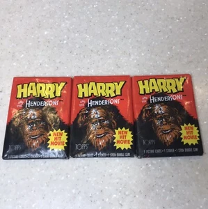 Harry and the Hendersons Movie Trading Cards Topps 1987 Wax Pack Lot Of 3 NOS - Picture 1 of 3