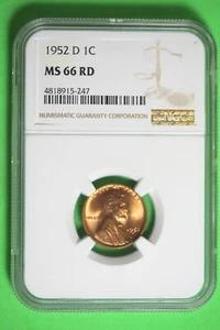 1952 D NGC MS66 RD Lincoln Wheat Cent #B27115 - Picture 1 of 2