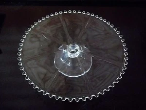 Imperial Glass CANDLEWICK Low Cake Stand w/ Ribs, 400 67D, 10" Beaded Cake Plate - Picture 1 of 3