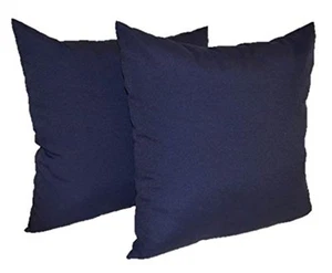 Set of 2 Square Solid Navy Blue Indoor / Outdoor Decorative Pillows - 17" x 17" - Picture 1 of 5