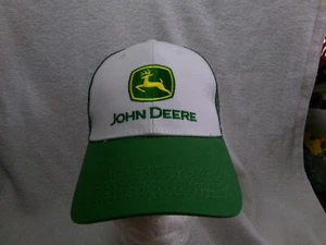 Cappello da camionista John Deere Snapback Bianco Verde Maglia Ricamata Cotone/Nylon - Foto 1 di 9