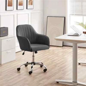 Alden Designs Velvet Mid-Back Task Chair with Armrests, Gray - Picture 1 of 6