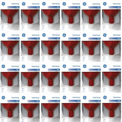 GE 37771 250 Watt R40 Red Reflector Heat Lamp Bulbs 250W - Pack of 24 - Image 1 of 3