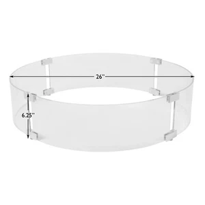 Protector de viento redondo de vidrio templado de 26" protector de llama para mesas de fogata 63246 - Imagen 1 de 6