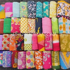 Colcha manta india reversible Kantha Throw vintage edredón ropa de cama tamaño doble - Imagen 1 de 6