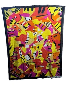 Vintage Scarf Wrap Dominique Martine Paris Large Square 53x53 Colorful  Print - Picture 1 of 5