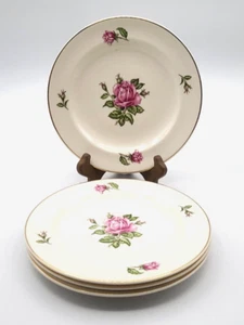 4 Harmony House Salem Fine China Martha 7.25" Plates Pink Roses 23K Gold 52Z - Picture 1 of 2