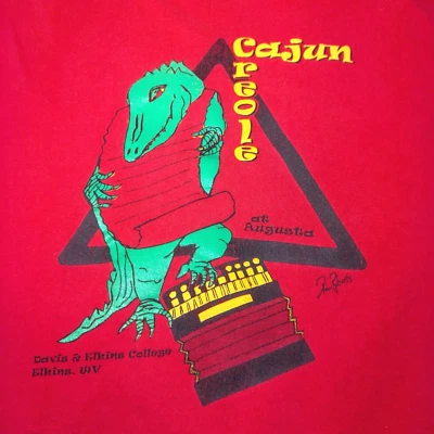 Cajun Creole Music at Augusta Shirt Large Red Davis & Elkins College Accordion Foto 1 de 4